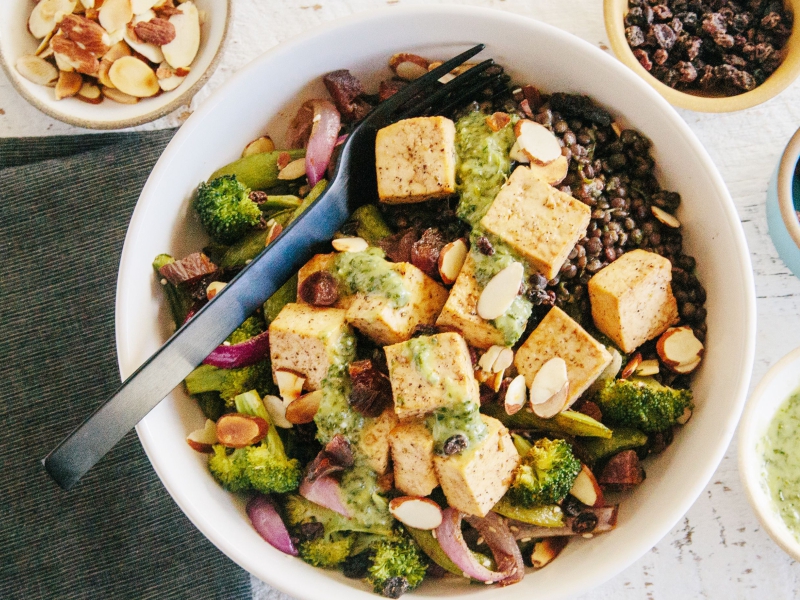 ENSALADA DE LENTEJAS Y TOFU