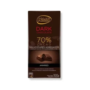 HAAS CHOCOLATE DARK SIN AZUCAR 100 G